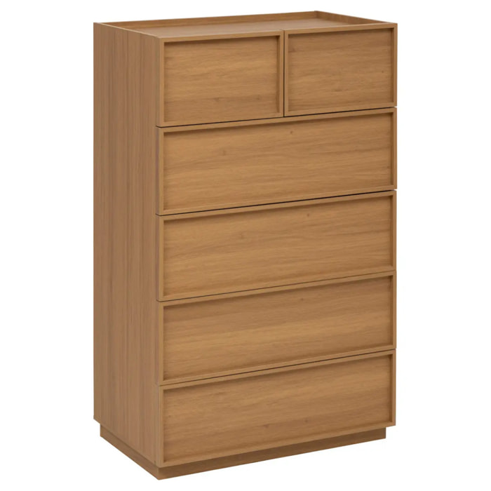 Commode haute Framy 6 tiroirs bois foncé