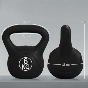Pesa Rusa de 6 kg Kettlebell de Fiteness Relleno de Arena con Mango Ancho Antideslizante para Ejercicios y Entrenamiento en Casa y Gimnasio 20x13x22 cm Negro