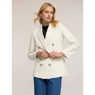 Motivi - Blazer cruzado en paño bouclé - Blanco