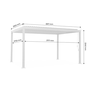 Pergola bioclimatique blanche. aluminium et acier. 3x4m. lames orientables