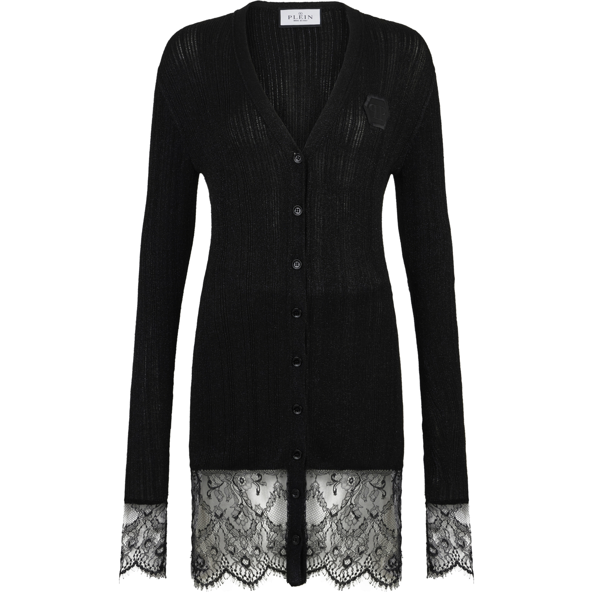 PHILIPP PLEIN Fitted Buttoned-Up Dress Lace