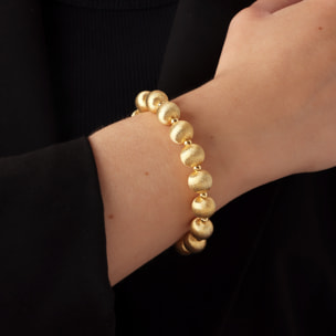 Bracciale a Maxi Bead Satinate in Argento 925 placcato Oro Giallo 18Kt