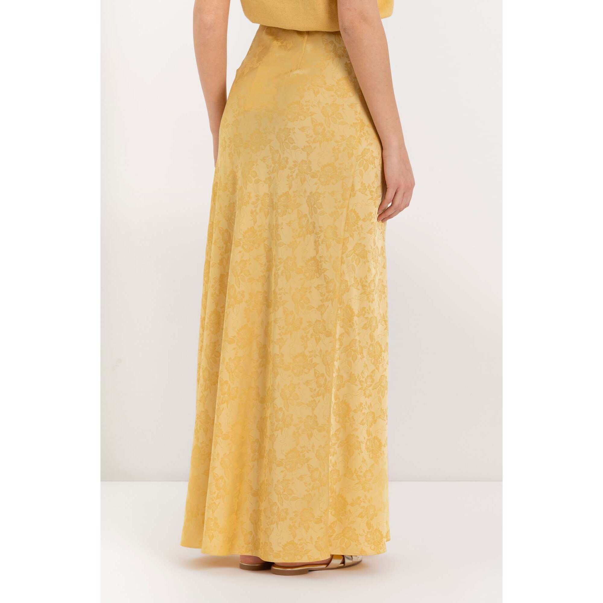 Kocca - Gonna lunga fluida in jacquard floreale a vita alta Donna