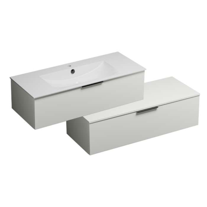 Meuble vasque 90 cm BURGBAD Olena en décalé blanc