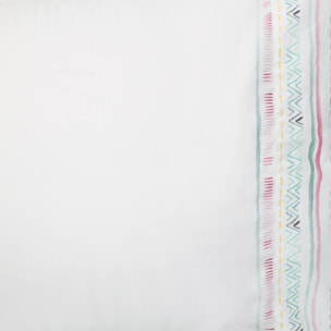 Funda de almohada algodón estampado cenefa Mariona color rosa