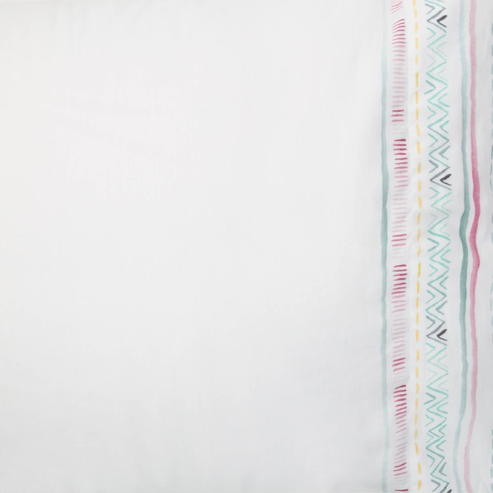 Funda de almohada algodón estampado cenefa Mariona color rosa