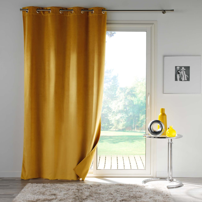 Rideau occultant en velours uni - Jaune