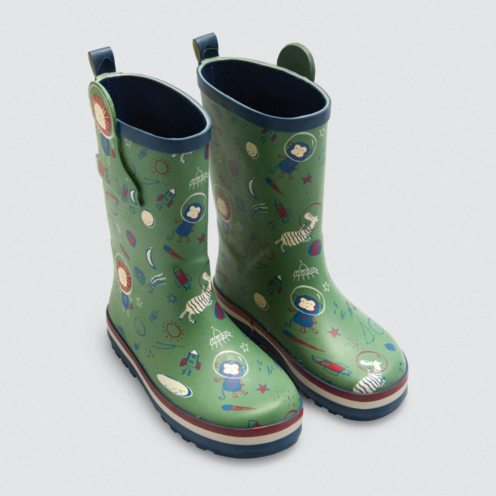 Stivali da pioggia per bambini con stampa spaziale