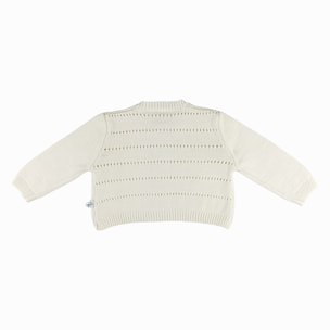 CARDIGAN TRICOT TRAFORATO LATTE