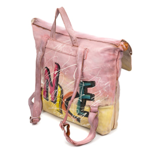 Antillo zaino donna. Pelle autentica finitura Sauvage dipinta a mano