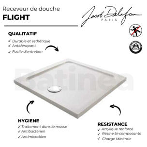 Receveur douche antidérapant Flight carré extra-plat 80 x 80