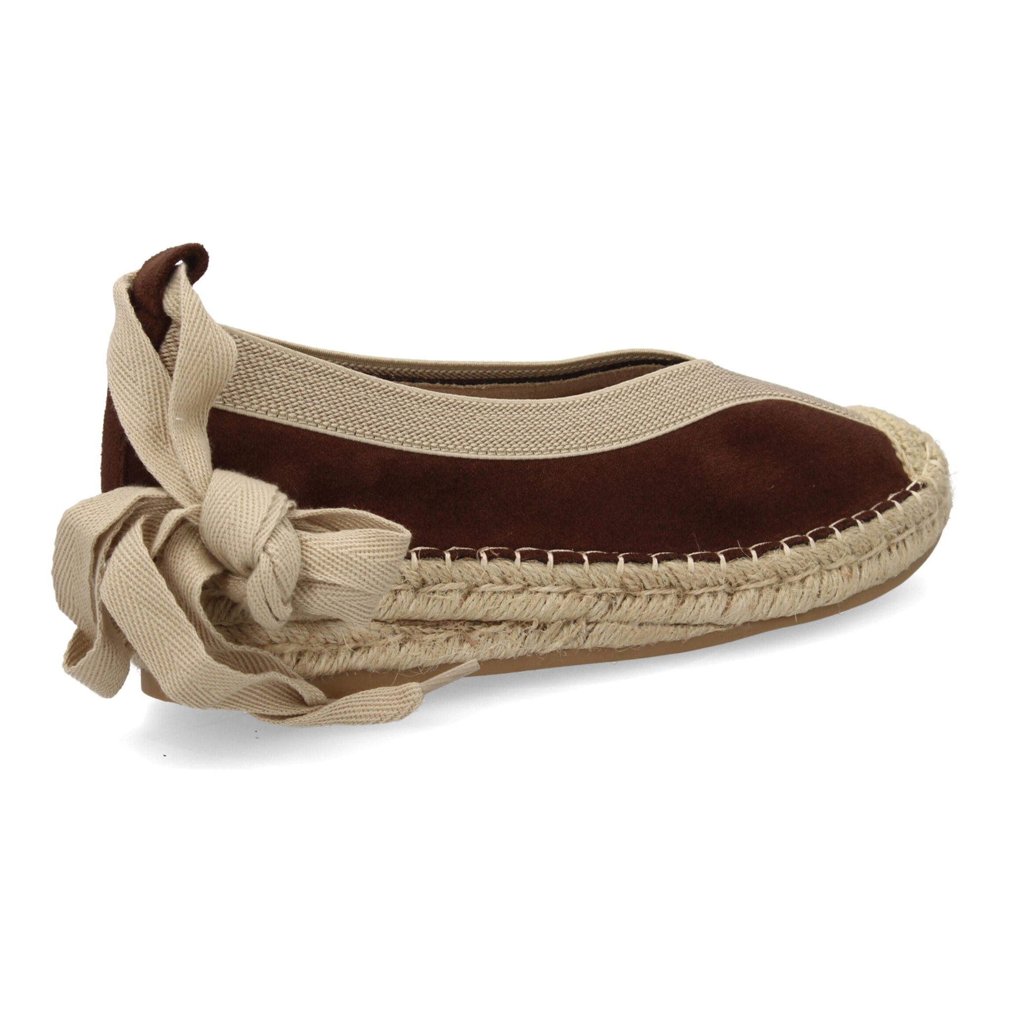 Bailarina de Mujer con Yute, Diseño Moderno con Puntera Bordada y Cintas