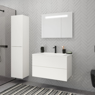 Pack meuble vasque 80 cm BURGBAD Cosmo blanc mat + miroir