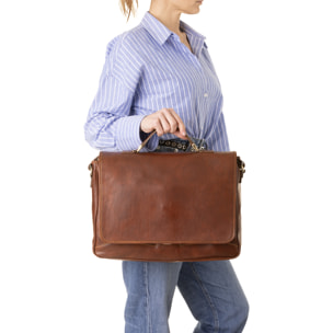 Borsa a mano  unisex In Vera pelle Made in Italy 40x30x9 cm