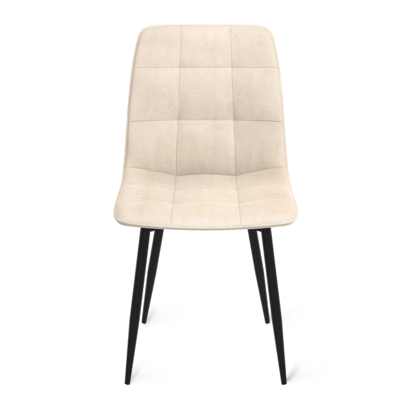 Chaises Linda velours crème pieds métal noirs - lot de 6