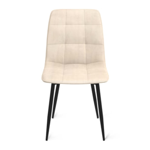 Chaises Linda velours crème pieds métal noirs - lot de 6