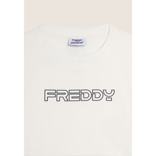 T-shirt Cropped in Jersey di Cotone con Logo FREDDY