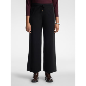Elena Mirò - Pantaloni palazzo in maglia con coulisse - Nero
