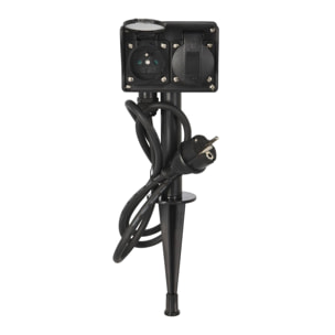 Pincho de Jardín con 4 enchufes alemanes (2+2) con cable de 1,5m y Protección infantil