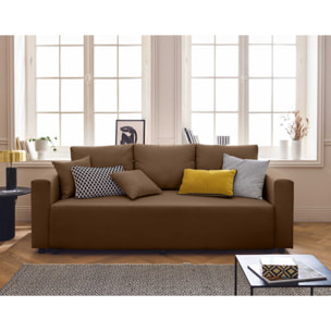 Regala - canapé 3 places - convertible avec coffre - en tissu - Marron