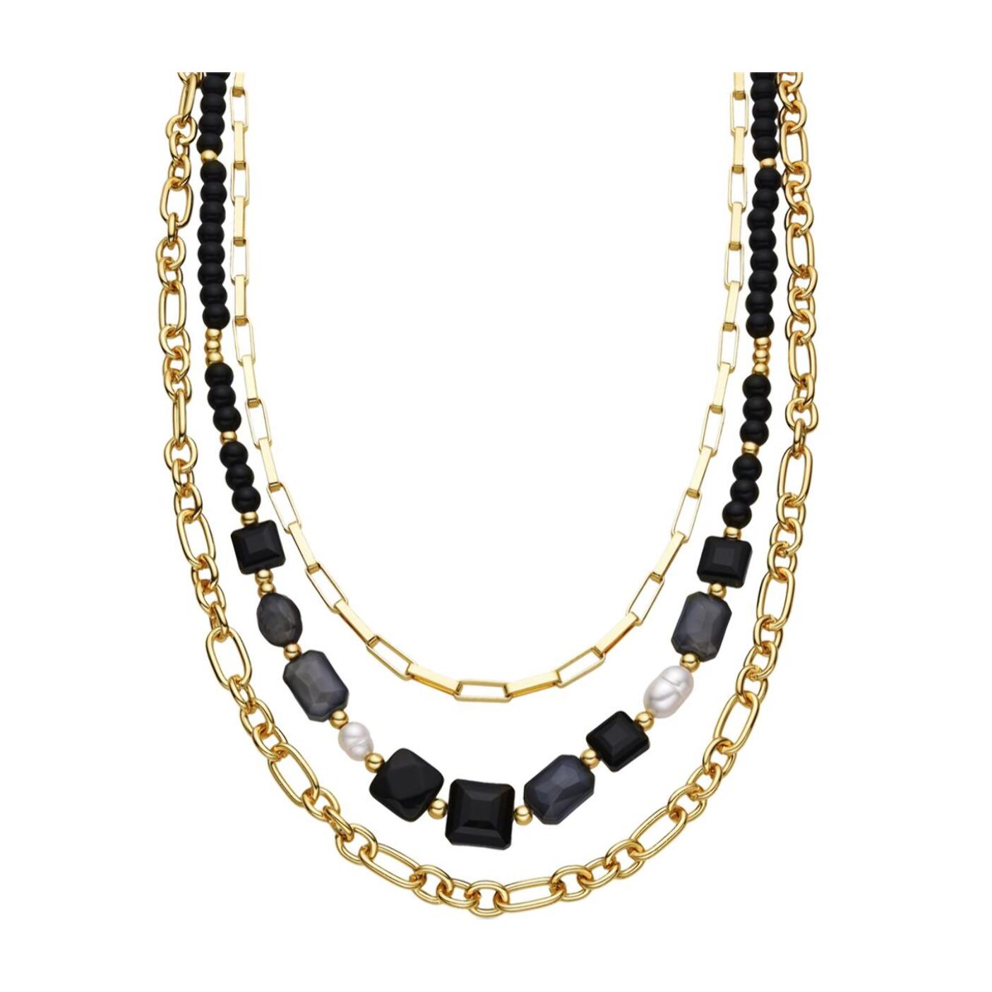 Collar con Resina Negra acabado oro 18k