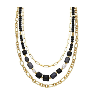 Collar con Resina Negra acabado oro 18k