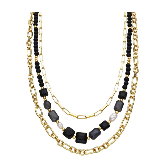 Collar con Resina Negra acabado oro 18k