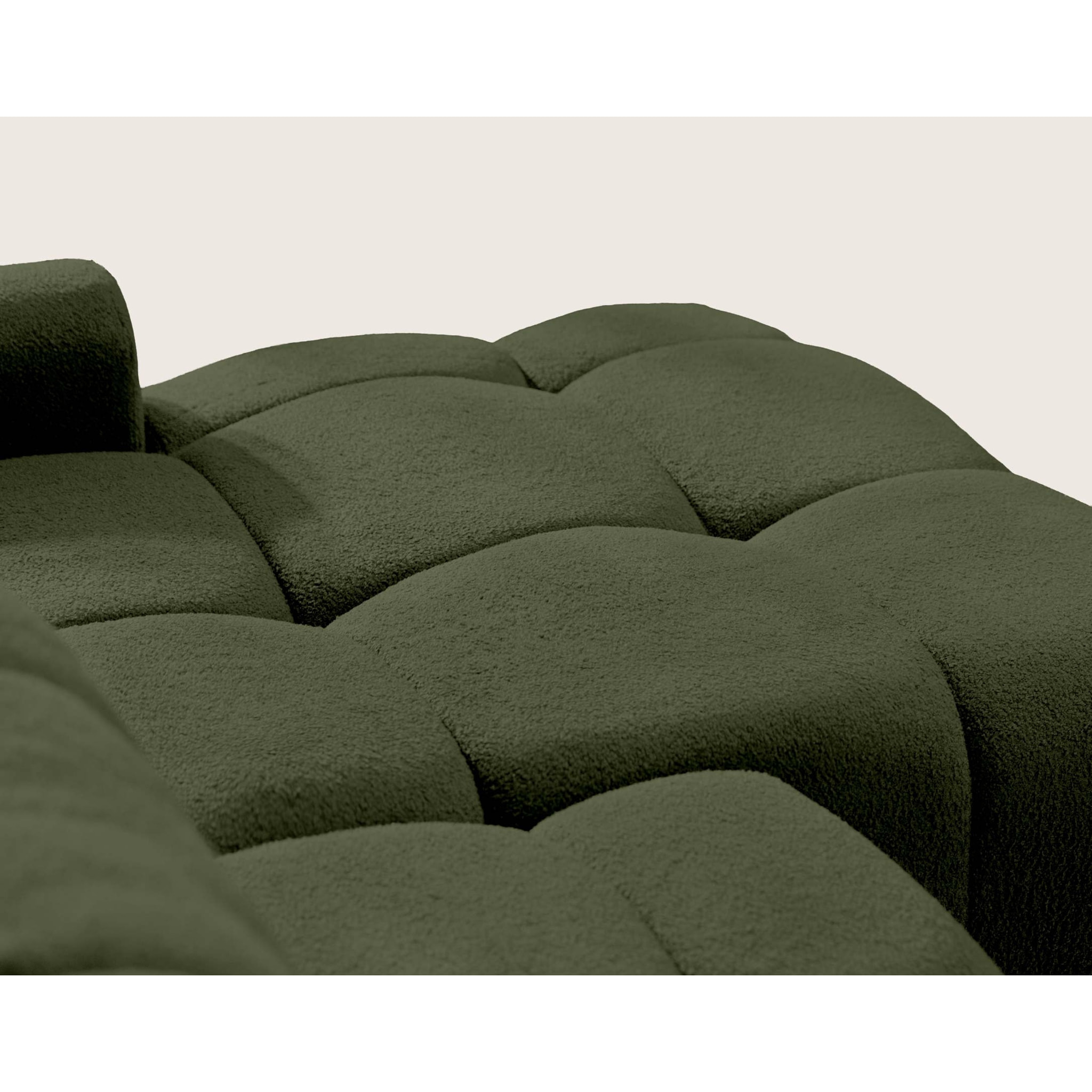 Yulin - Canapé d'angle droit 4 places convertible avec coffre en tissu bouclette - Vert