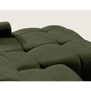 Yulin - Canapé d'angle droit 4 places convertible avec coffre en tissu bouclette - Vert