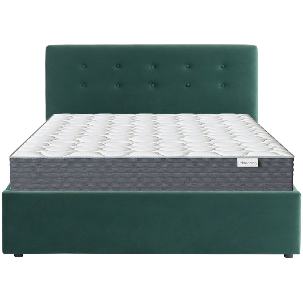 Pack lit coffre en velours + matelas + tête de lit - TINA & MEMO HR