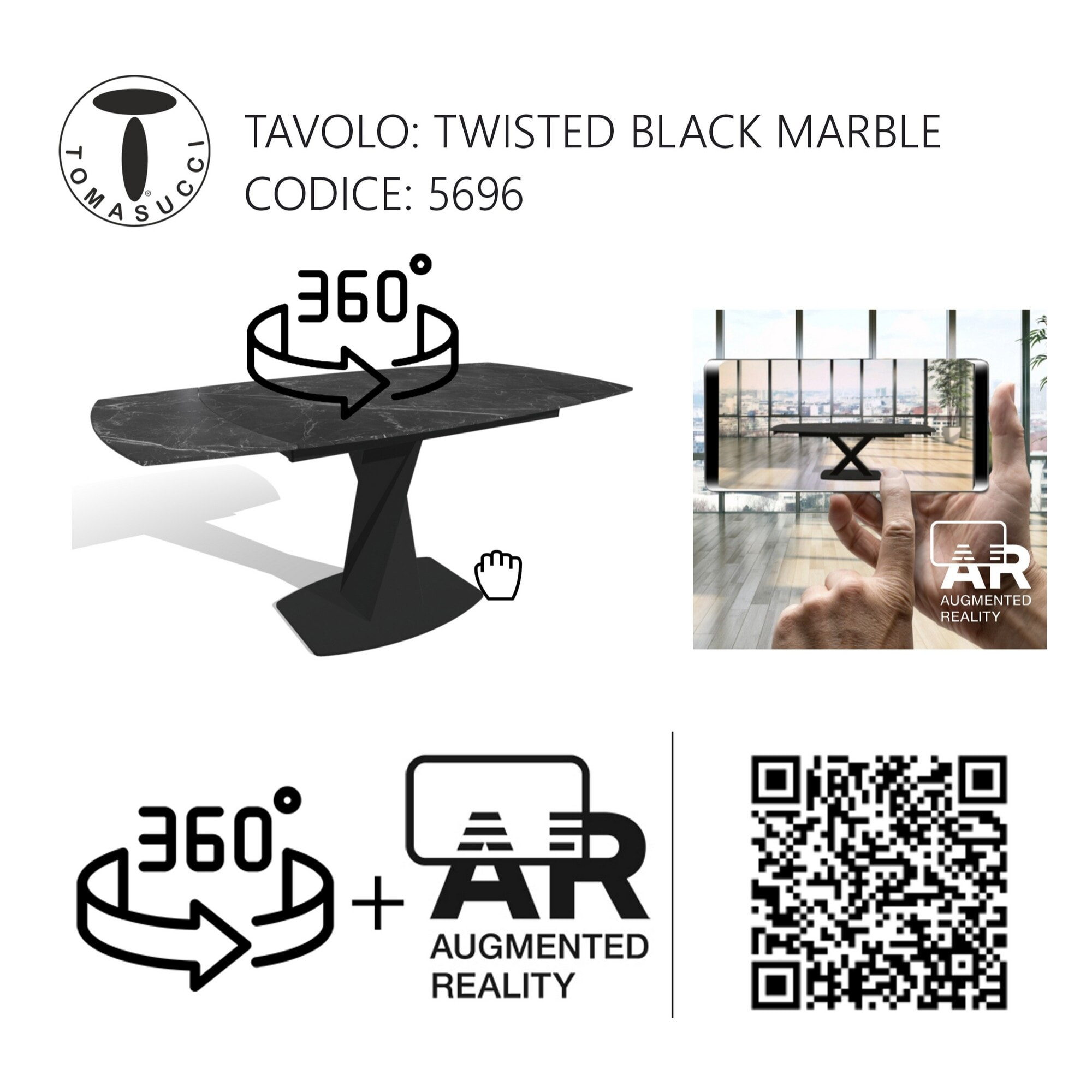 Tomasucci tavolo allungabile TWISTED BLACK MARBLE