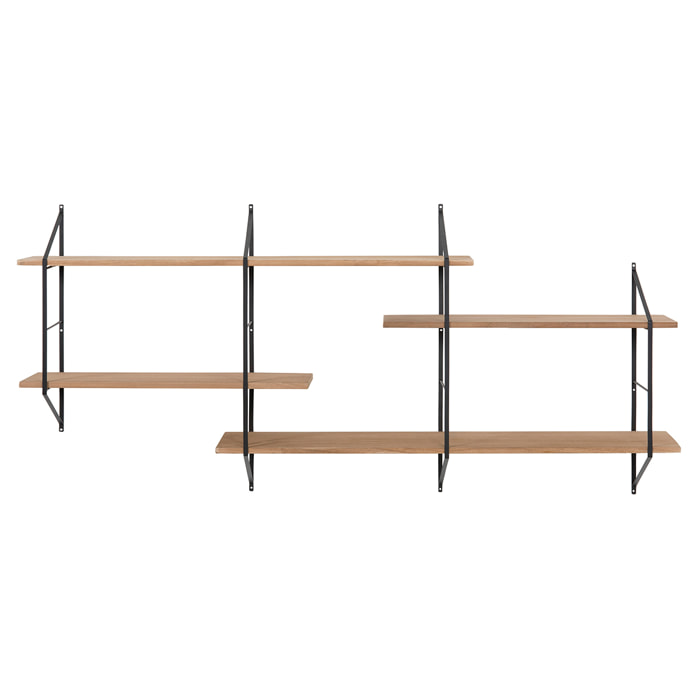 Etagère murale XL modulable en bois clair et métal noir L191 cm BRIDGE