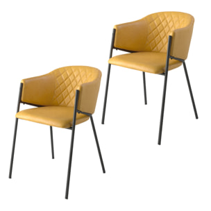 Set de 2 sillas – Polipiel ocre y costuras en rombo