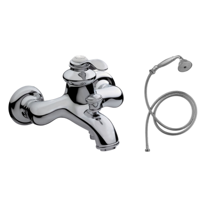 Jacob Delafon - Ensemble Mitigeur Bain Douche mécanique mural avec douchette et flexible Fairfax