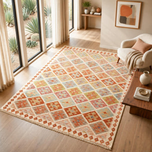 Tapis kilim ethnique, tissé à plat en laine, authentique VUJUN