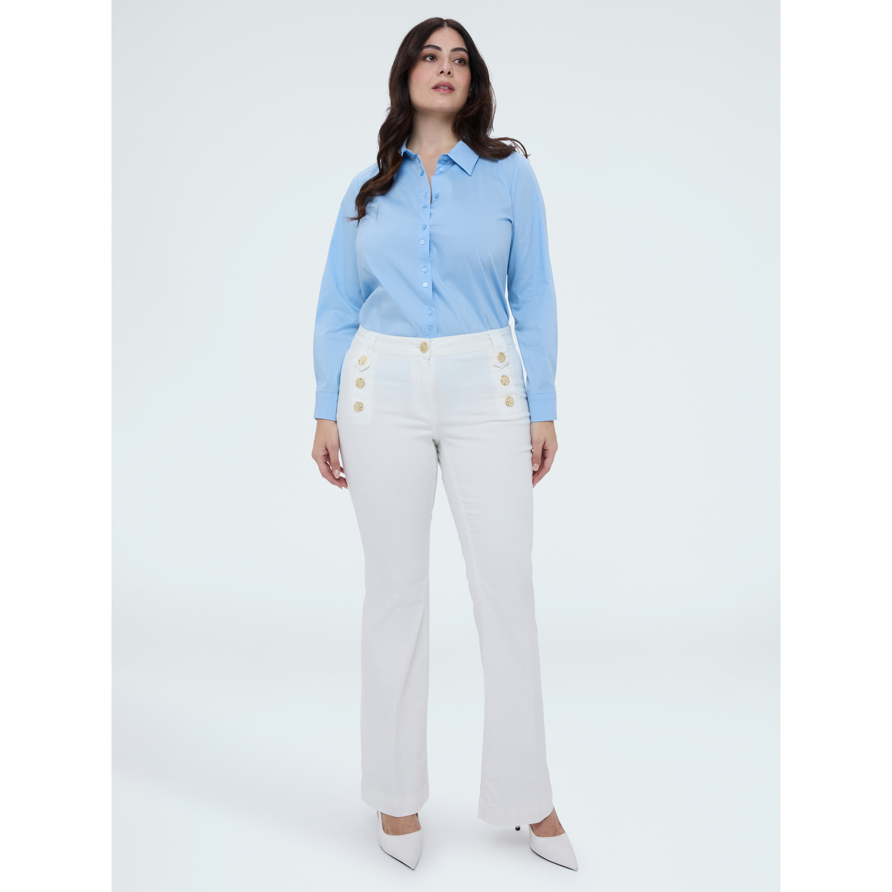 Fiorella Rubino - Pantalones Flare con botones decorativos - Blanco