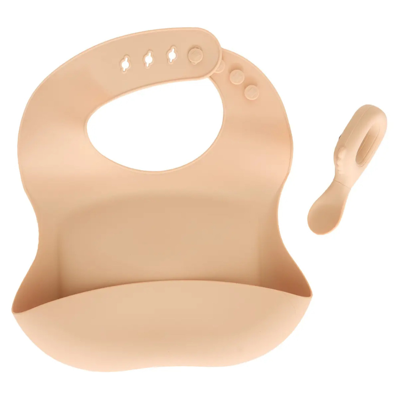 Set bavoir et cuillère Yum silicone beige