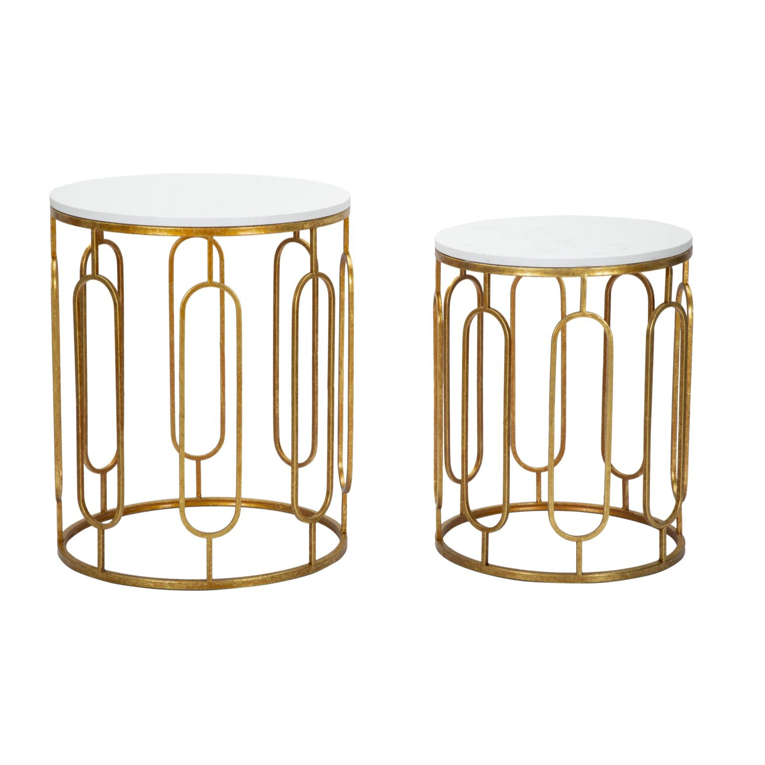 TAVOLINETTI TORY MARBLE COPPIA CM Ø 46X55-39X48