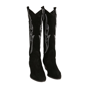 Botas negras de gamuza, tacón 7 cm