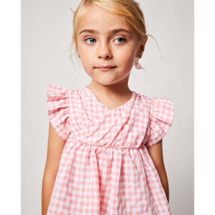 BLUSA DRAPEADA VICHY PLUMETI ROSA