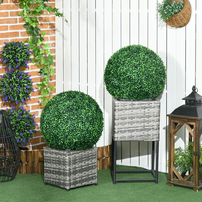 Lot de 2 buis artificiels topiaires artificielles en forme de boule Ø 50 cm PE vert
