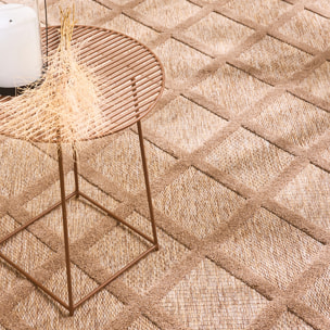 SANTORINI - Tapis d'intérieur/extérieur à motifs en relief berbère - Beige