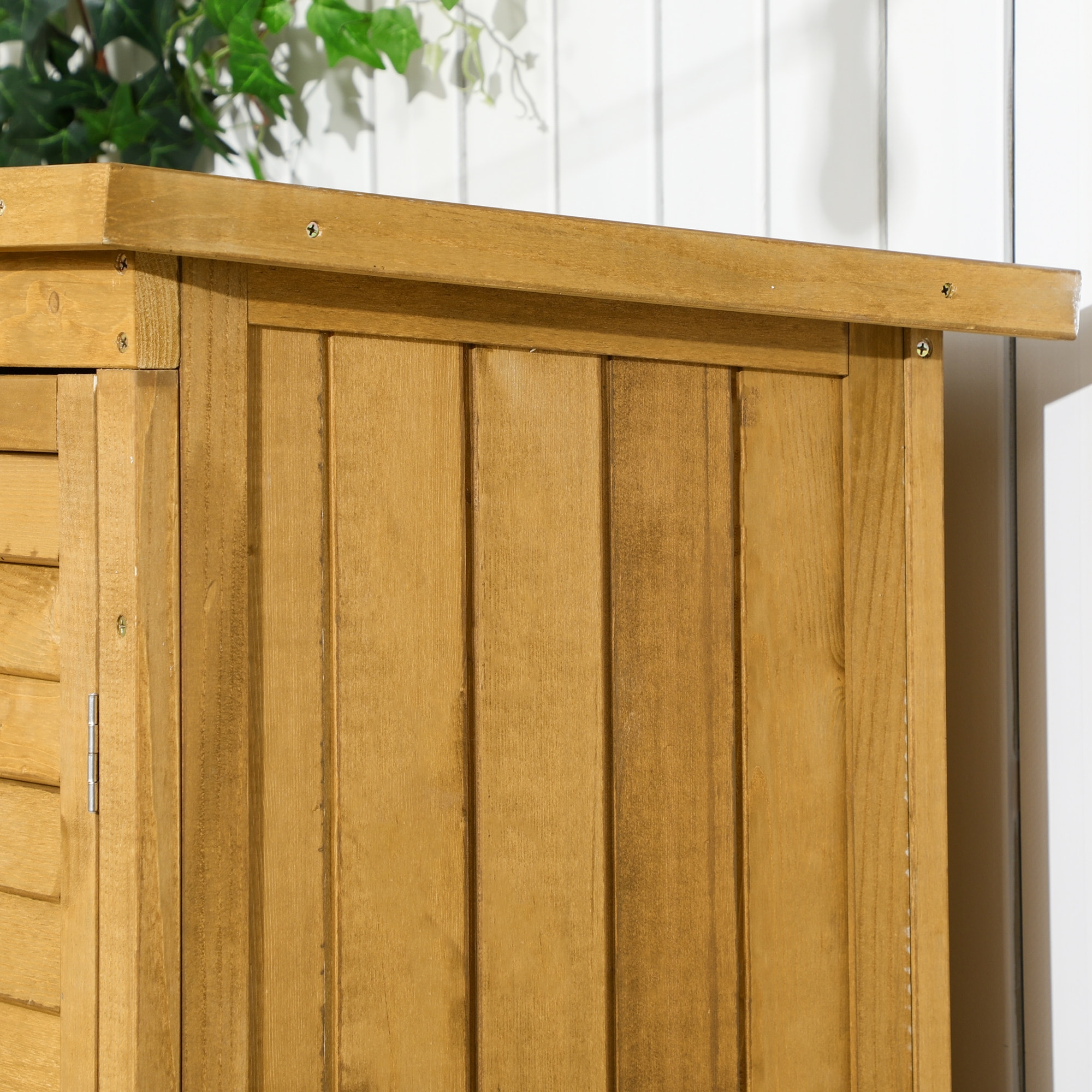 Armoire de jardin abri jardin remise pour outils sur pied 2 étagères portes persiennes toit bitumé étanche bois sapin pré-huilé