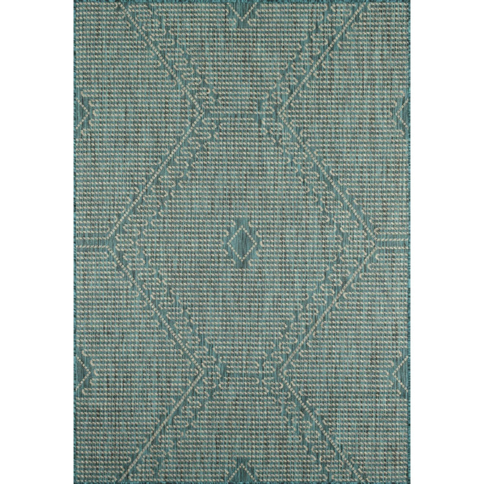 Samba - tapis intérieur extérieur motif losange, turquoise
