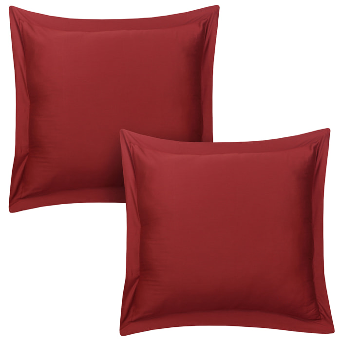 Lot de 2 taies d'oreiller satin de coton bordeaux