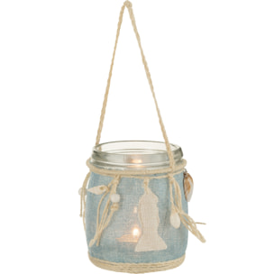 J-Line bougeoir Mer - verre - bleu/blanc