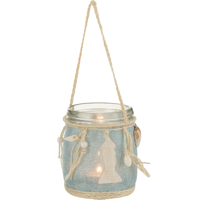 J-Line bougeoir Mer - verre - bleu/blanc
