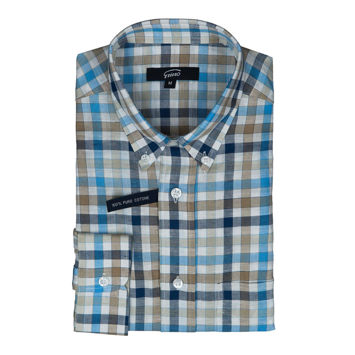 Camicia GRINO multicolore blu beige e turchese