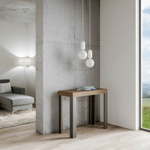 Console extensible 90x40/300 cm Linea Noyer cadre Anthracite