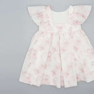 Vestido corto de ceremonia estampado de flores y volantes